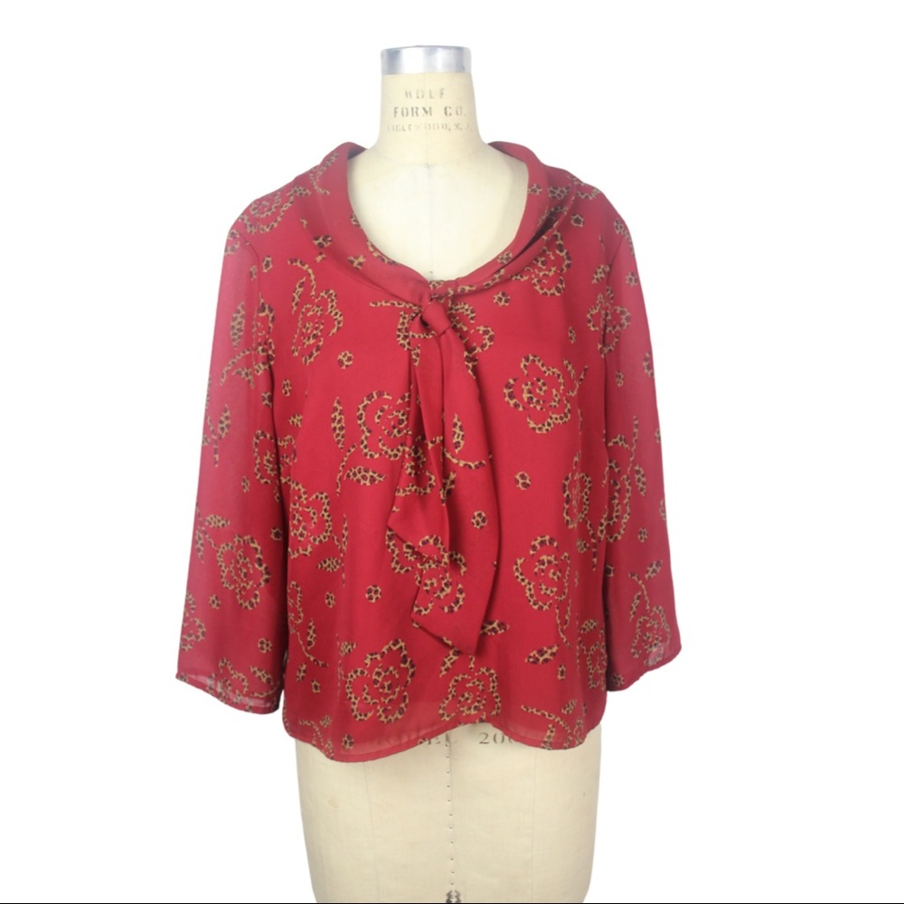 MC Naughton Red Cheetah Blouse (Size 12) MW